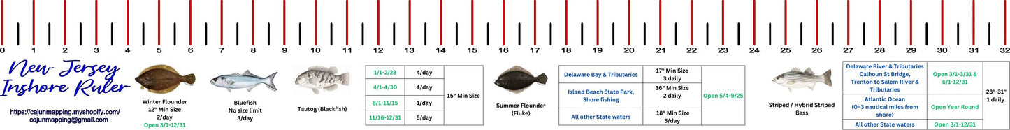 New Jersey Inshore Fishing Ruler Decal
