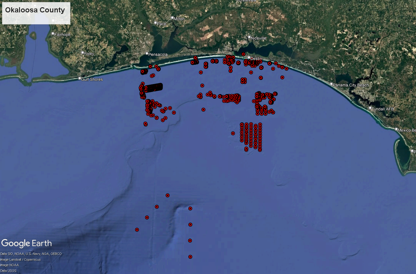 Pensacola Public Spots Fishing Map