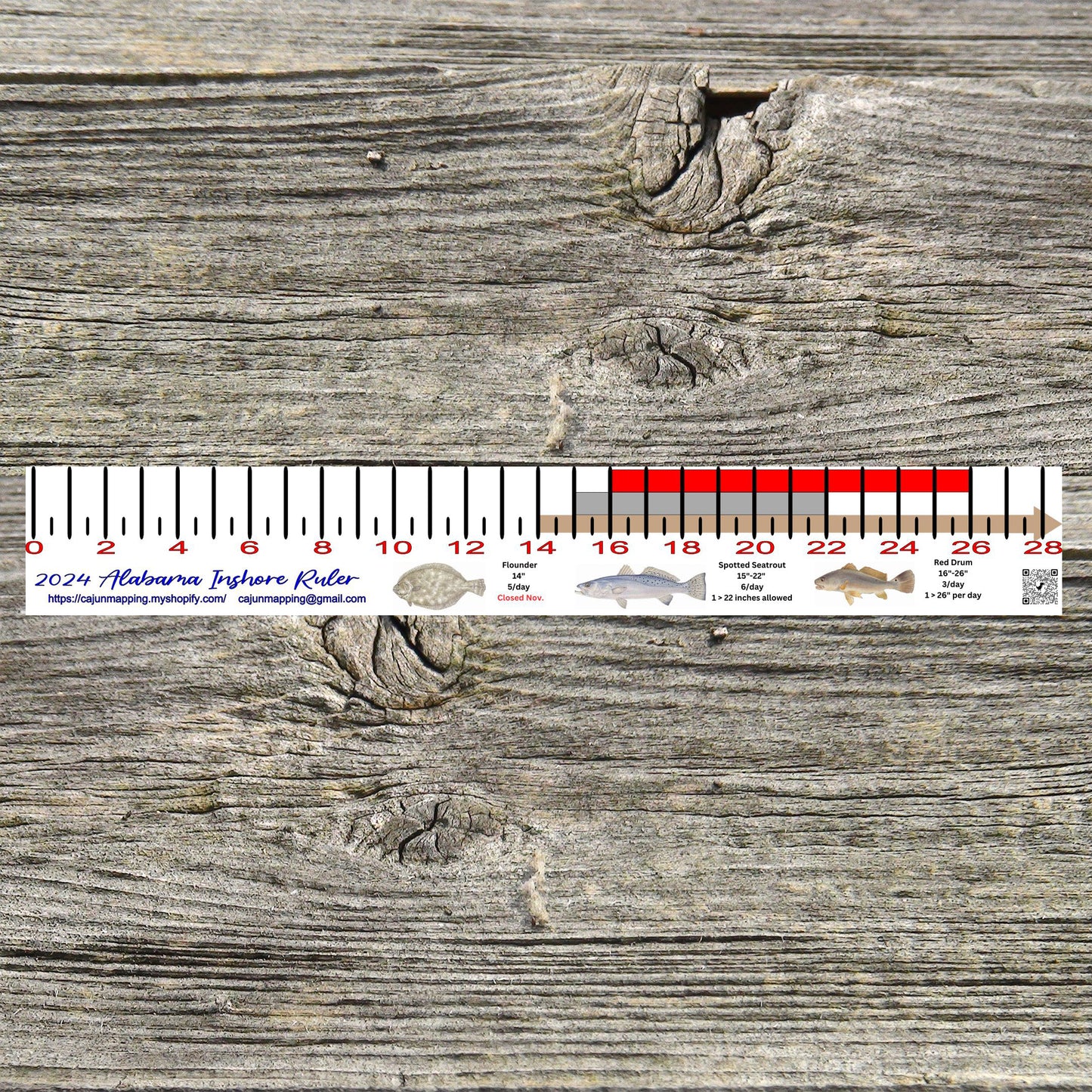 Alabama Inshore Fishing Slot Ruler Decal