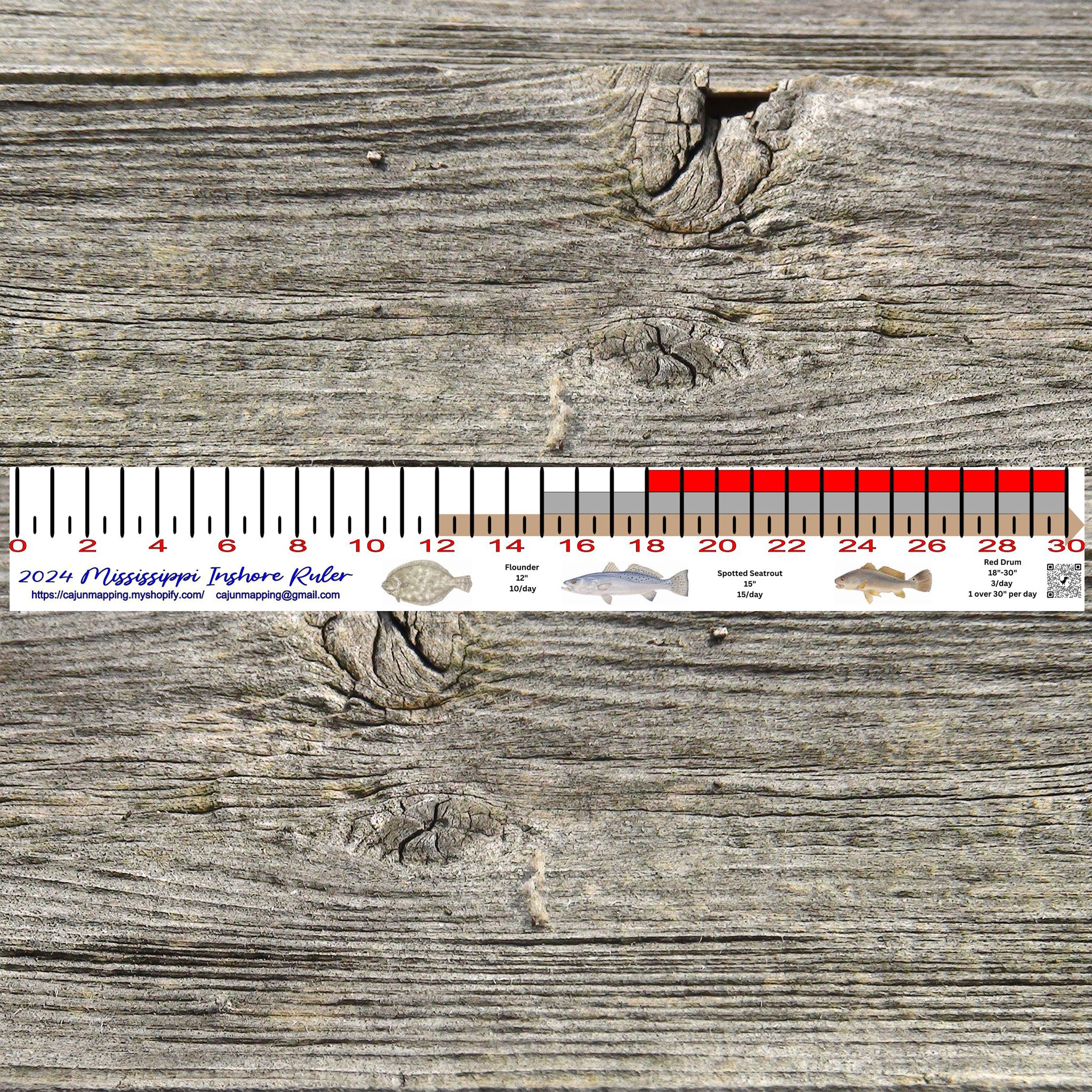 Mississippi Inshore Fishing Slot Ruler Decal – Cajun Mapping
