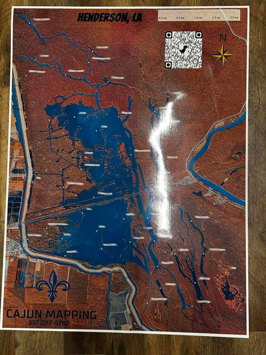 Laminated Henderson Fishing Map 24 x 30 "