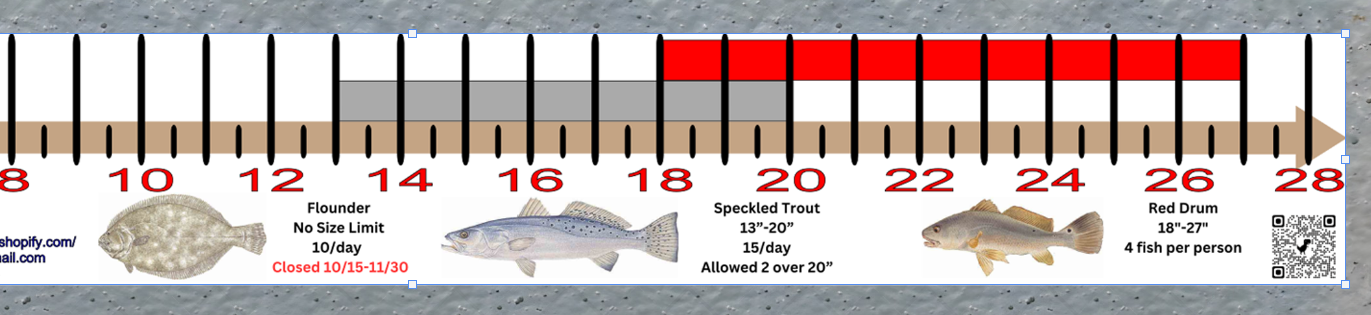 Louisiana Inshore Fishing Slot Ruler Decal