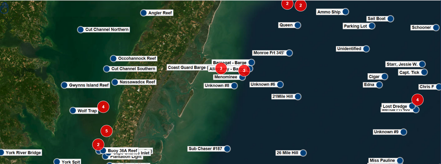 Chesapeake Bay Hot Spots Fishing Map