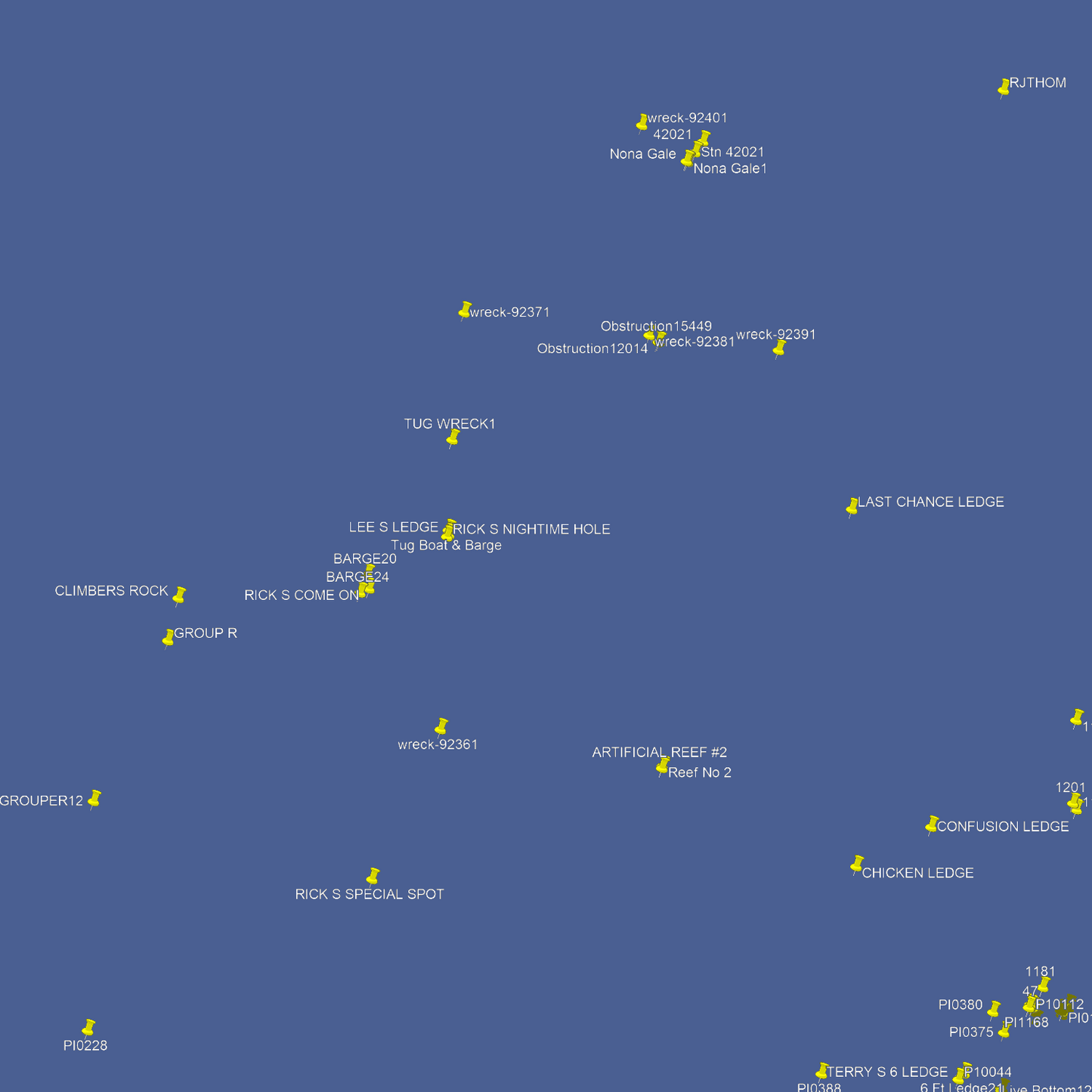 Clearwater Fishing Spots - Offshore Numbers