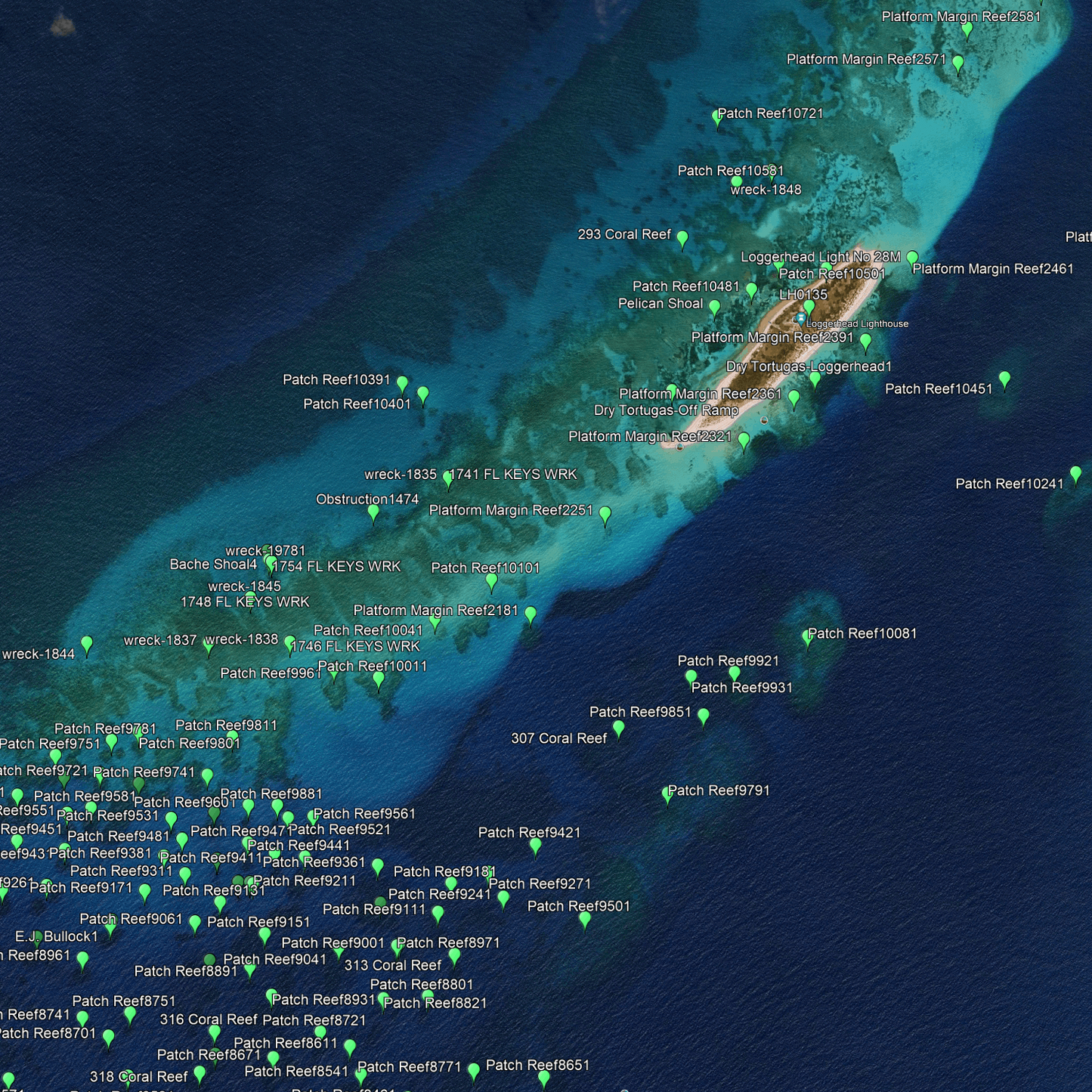 Dry Tortugas Fishing Spots - Numbers