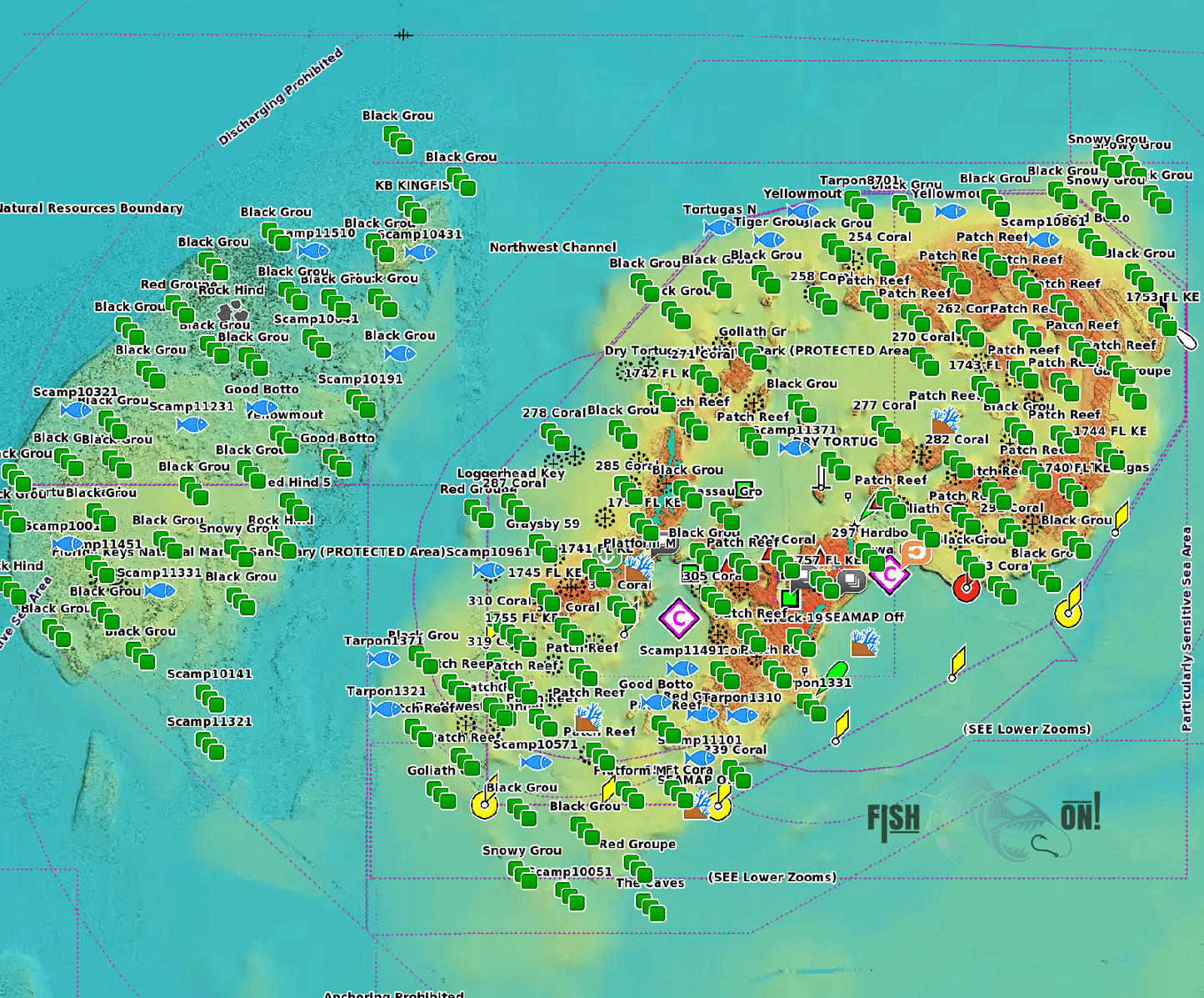 Dry Tortugas Fishing Spots - Numbers