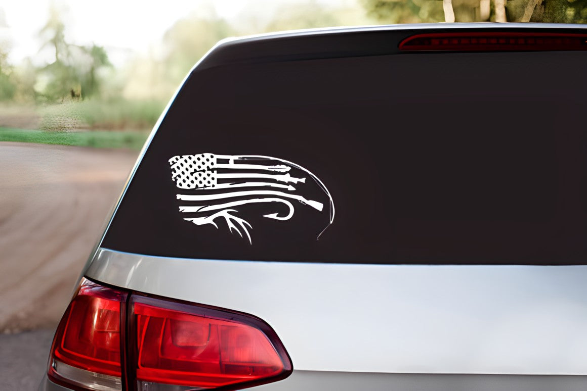 Fishing Hunting Flag Decal