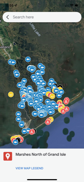 Grand Isle Hot Spots Fishing Map