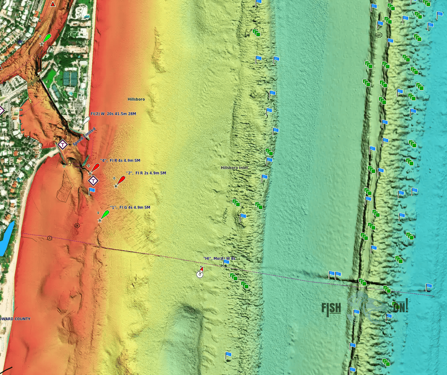 Hillsboro Inlet Fishing Spots Nearshore - GPS Maps Numbers