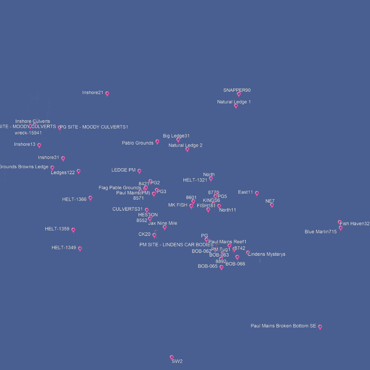 Jacksonville Fishing Spots - Nearshore numbers