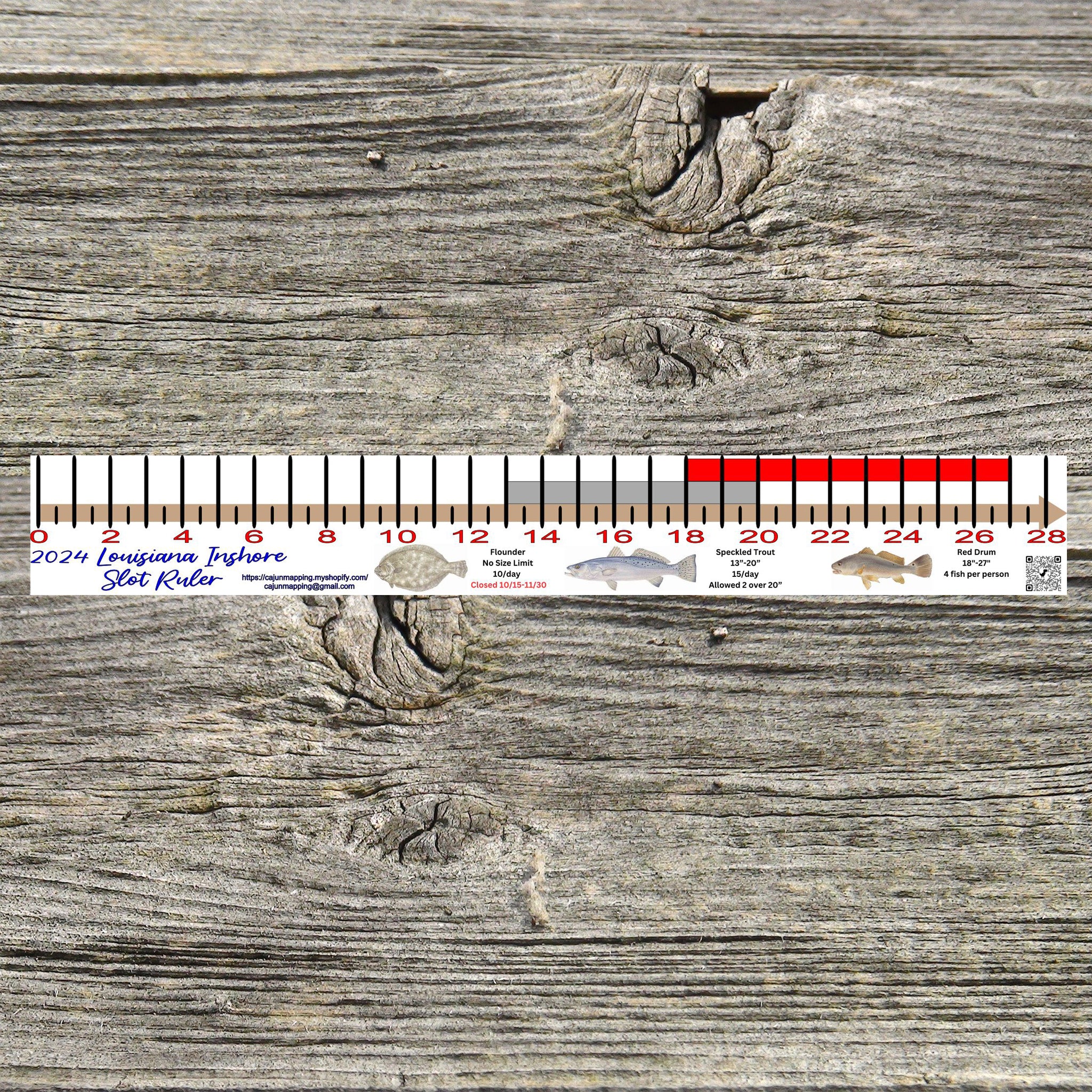 2024 Louisiana Inshore Fishing Slot Ruler Decal – Cajun Mapping