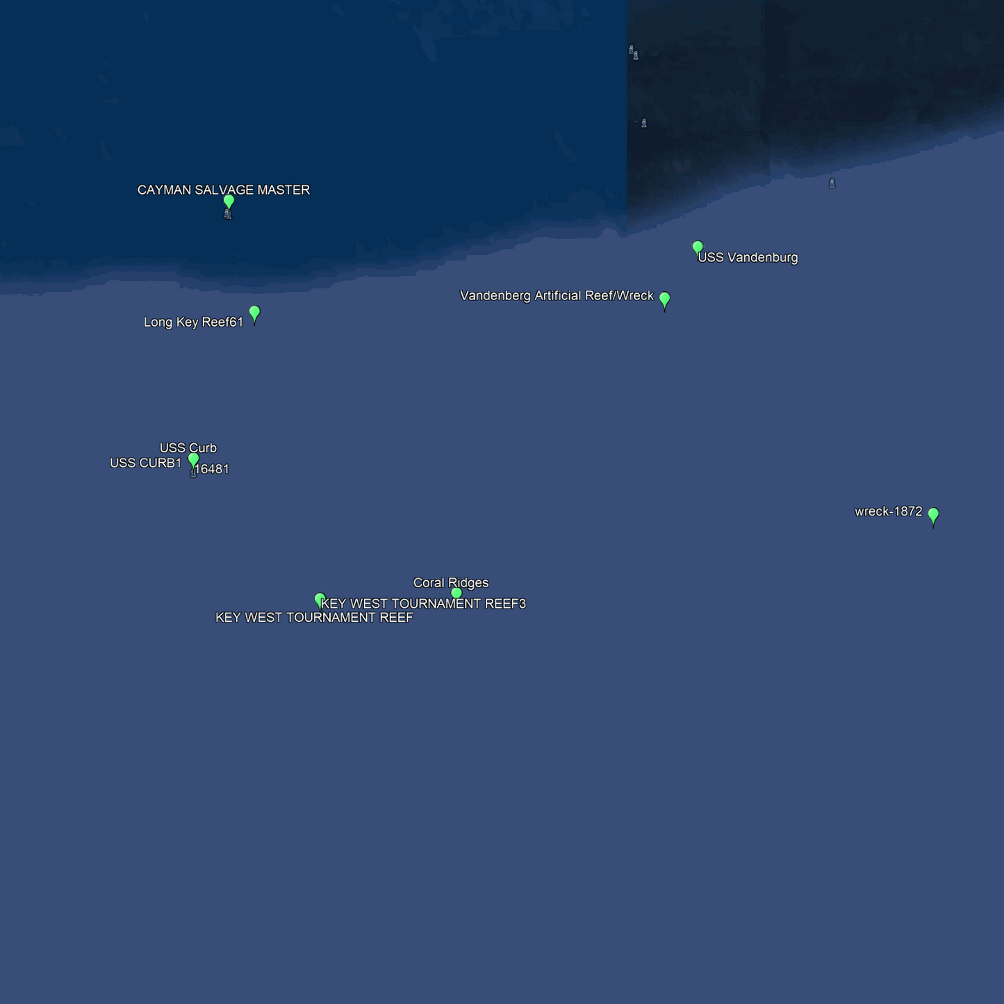 Key West/Big Pine Fishing Spots - Offshore Numbers