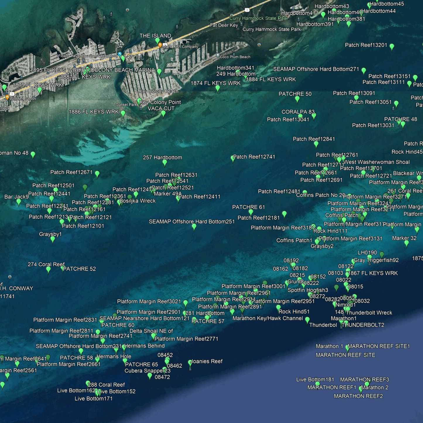 Marathon Fishing Spots - Nearshore Numbers