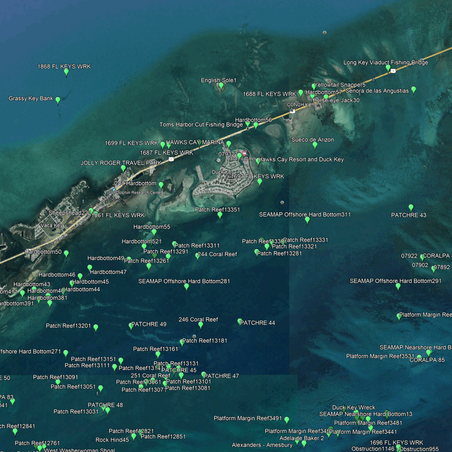 Marathon Fishing Spots - Nearshore Numbers
