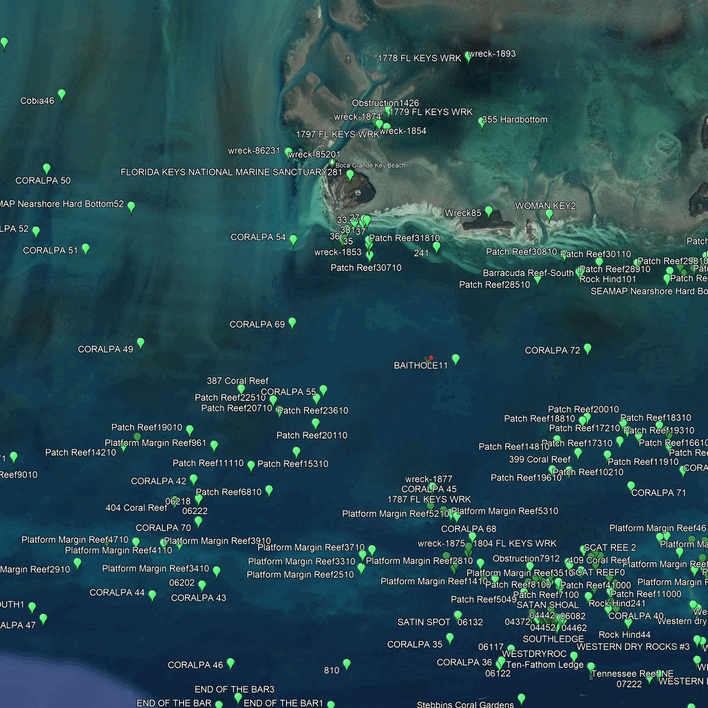 Marquesas Fishing Spots -  Numbers