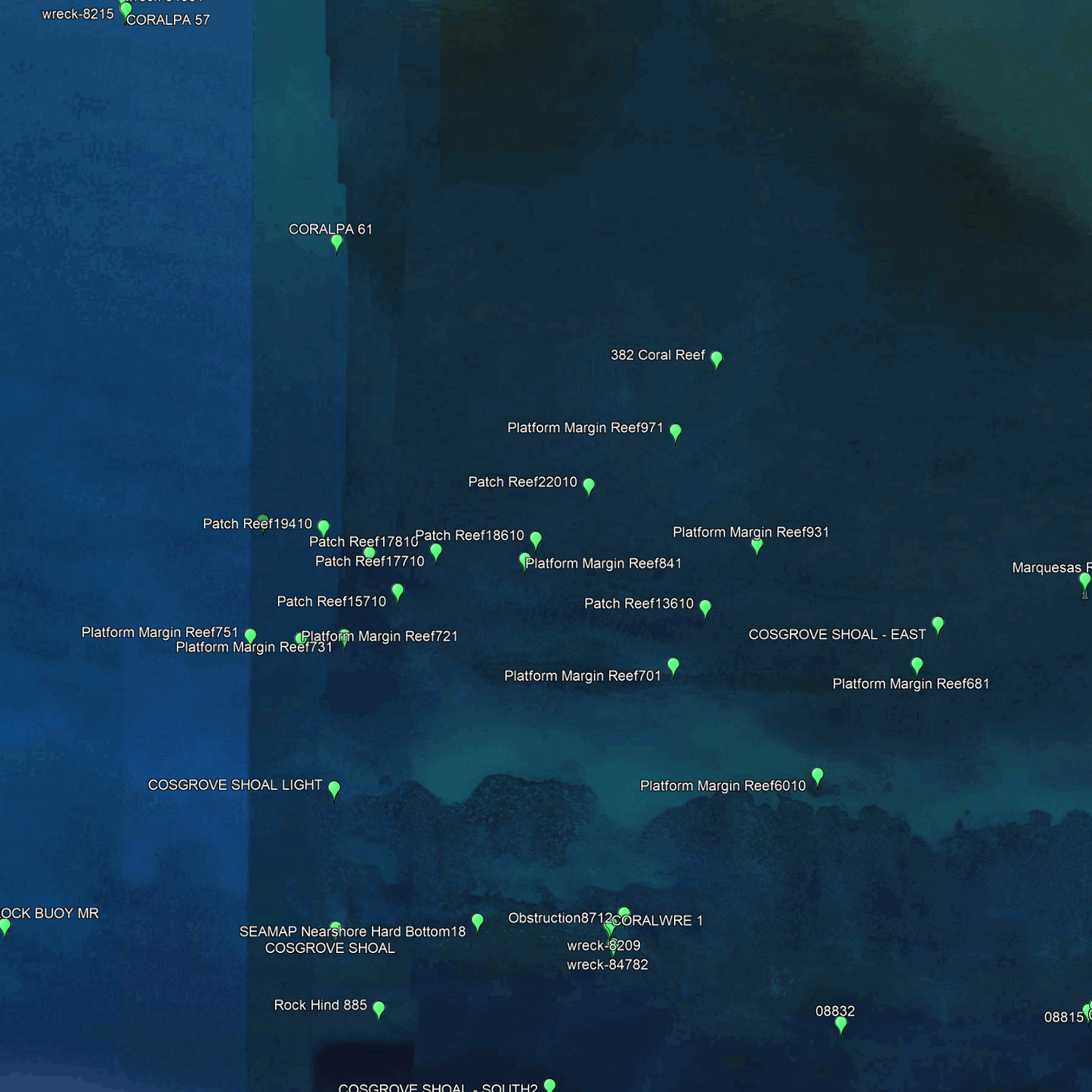 Marquesas Fishing Spots -  Numbers