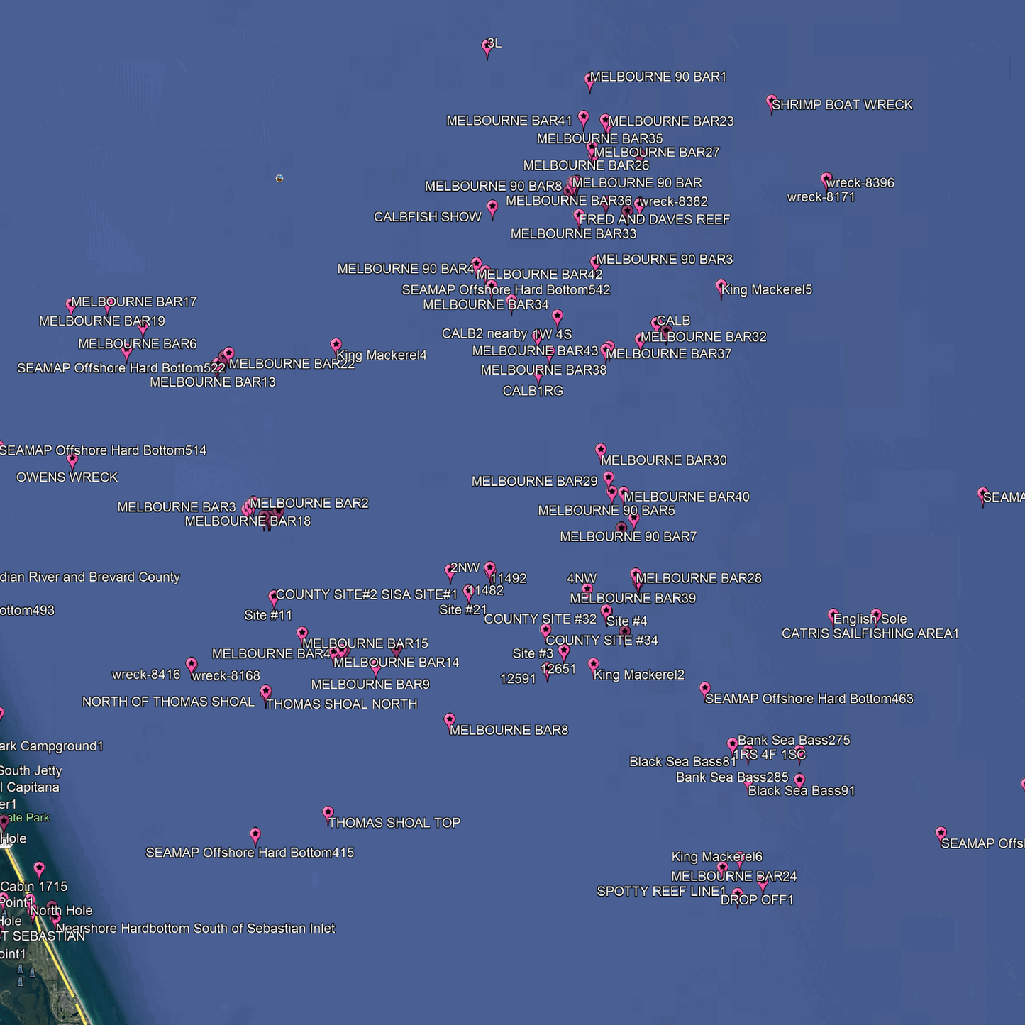 Melbourne Fishing Spots - Nearshore Numbers