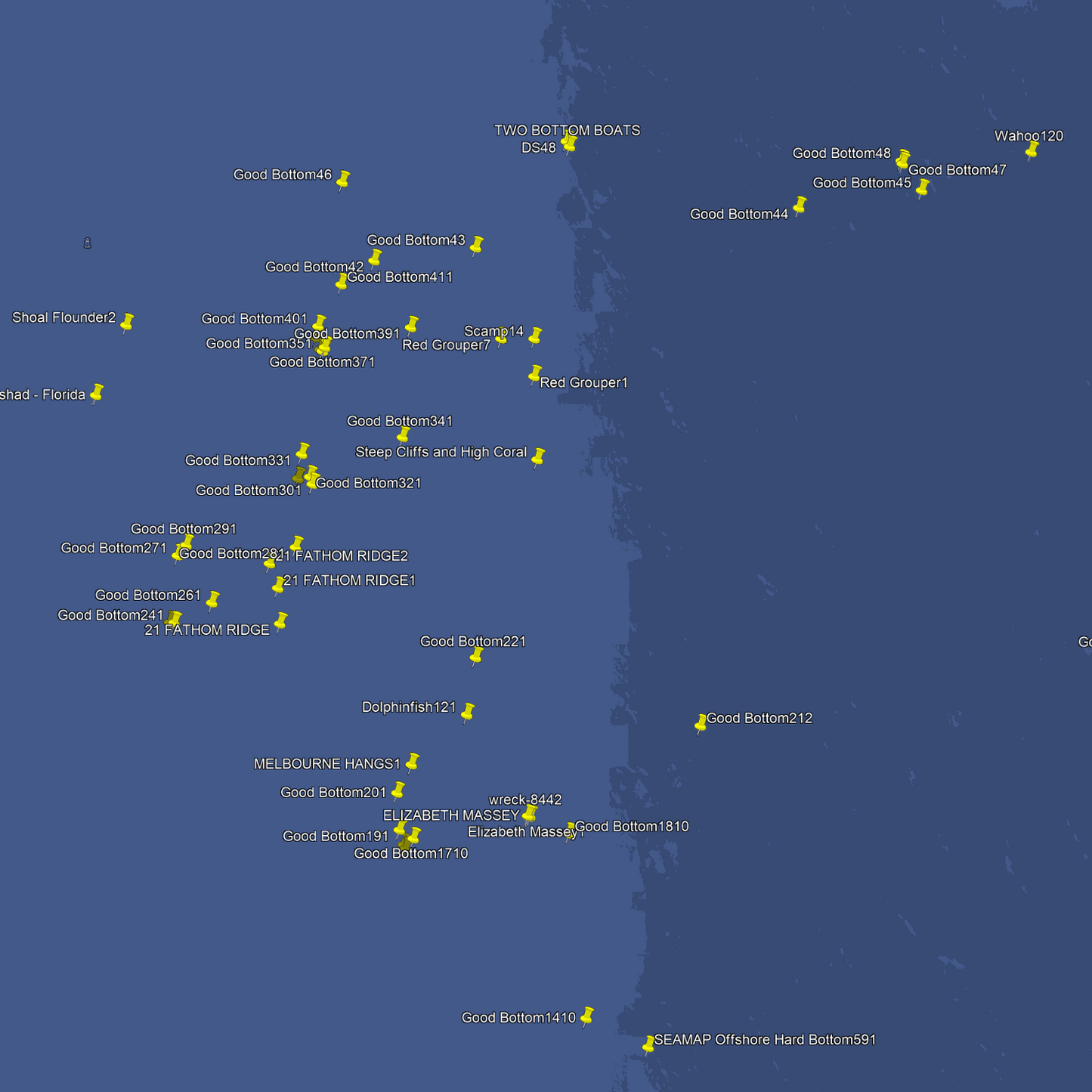 Melbourne Fishing Spots - Offshore Numbers