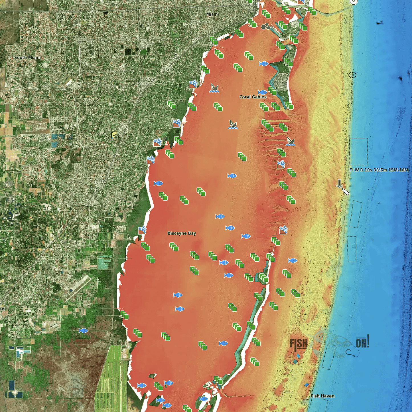 Biscayne Bay Fishing Spots - Numbers