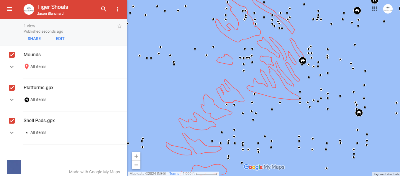 Tiger Shoals Fishing Map