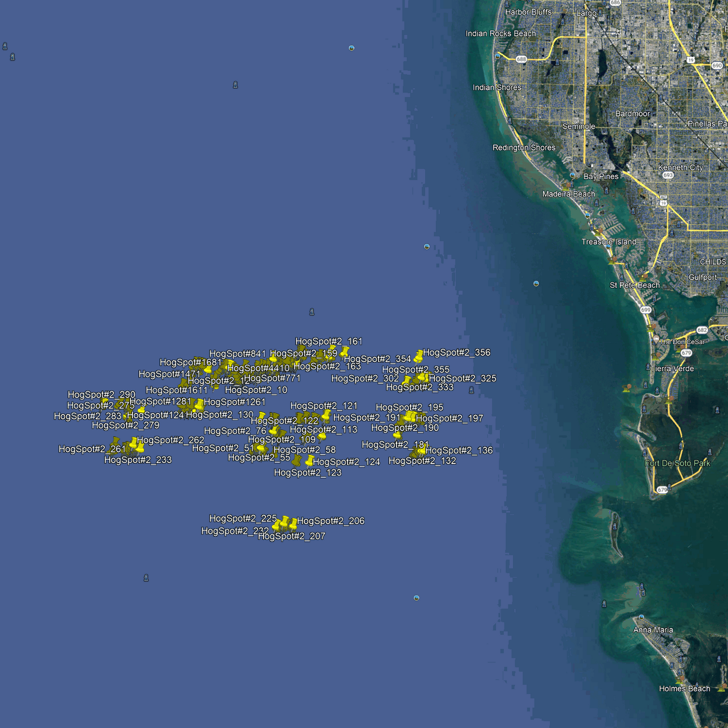 St Petersburg Hogfish Fishing Spots - Numbers