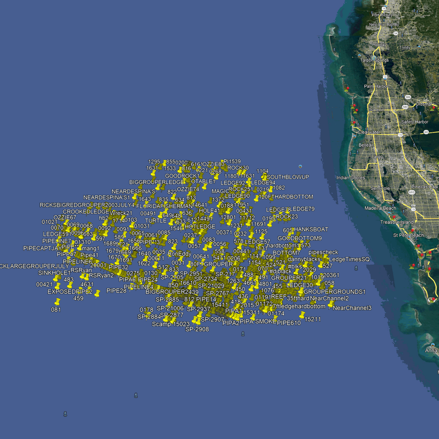 St. Petersburg Fishing Spots - Offshore Numbers