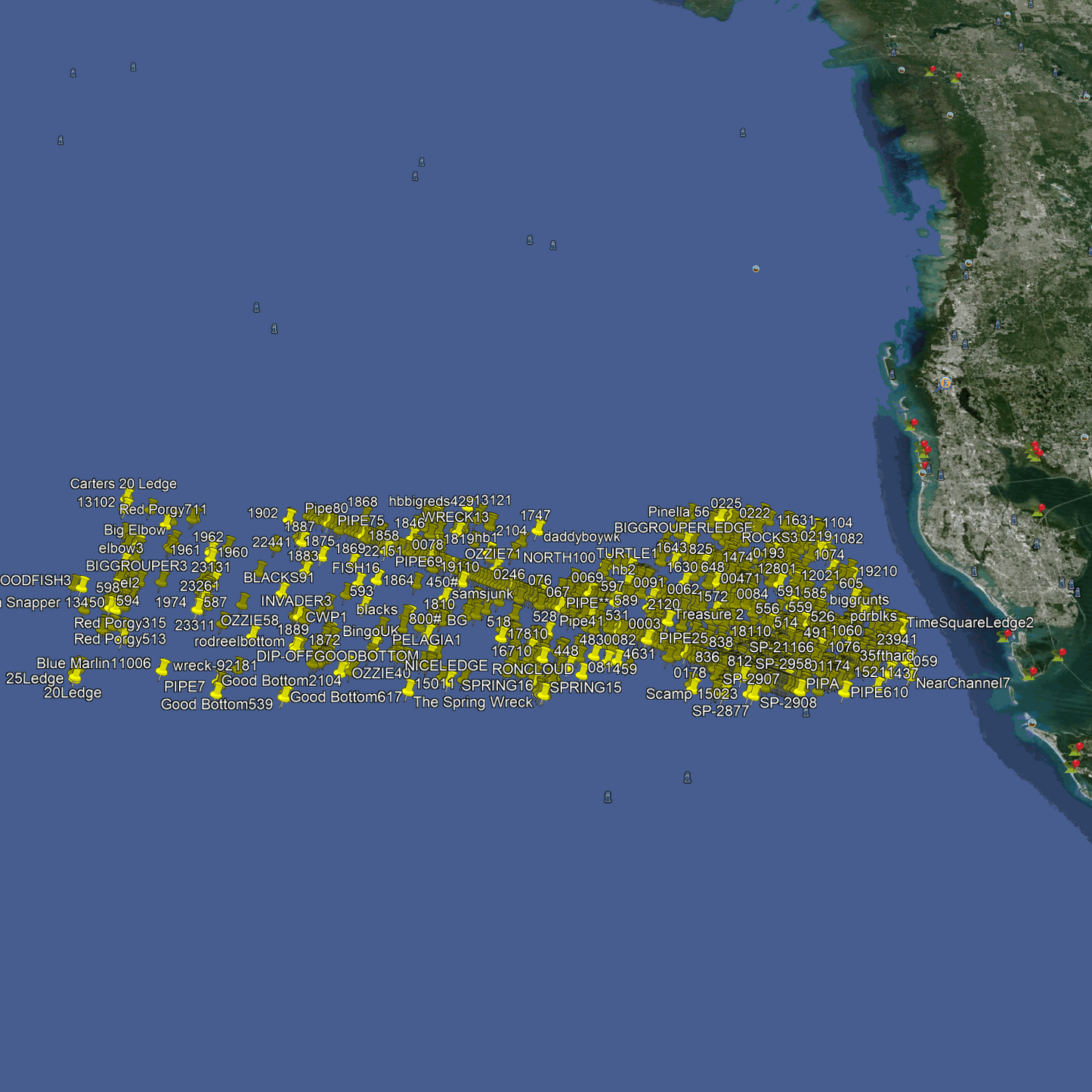 St. Petersburg Fishing Spots - Offshore Numbers