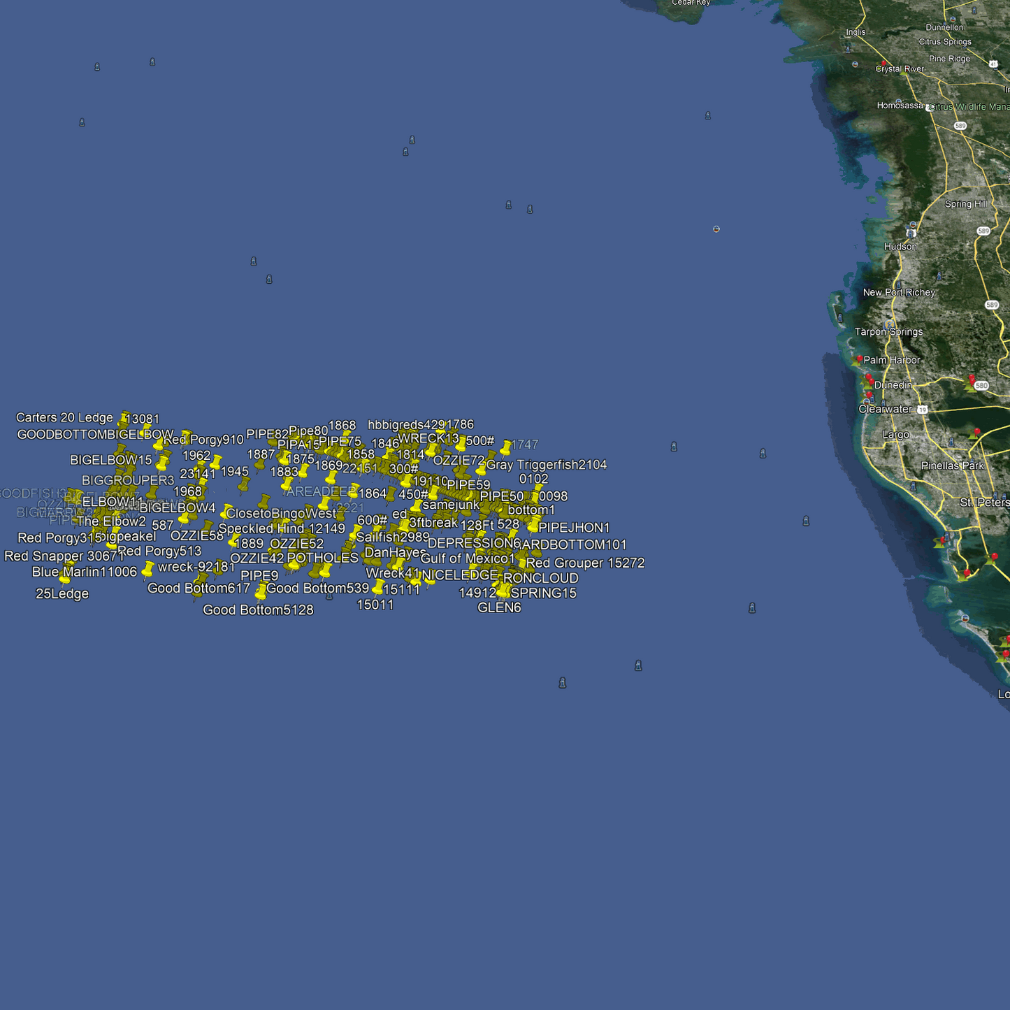 St. Petersburg Fishing Spots - Offshore Numbers