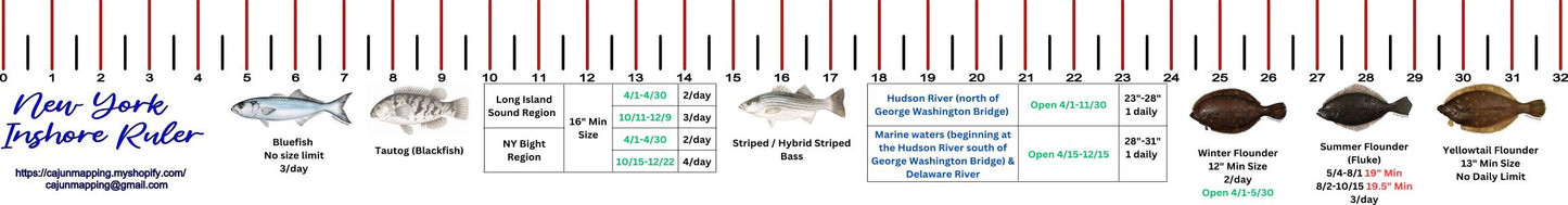 New York Inshore Fishing Ruler Decal