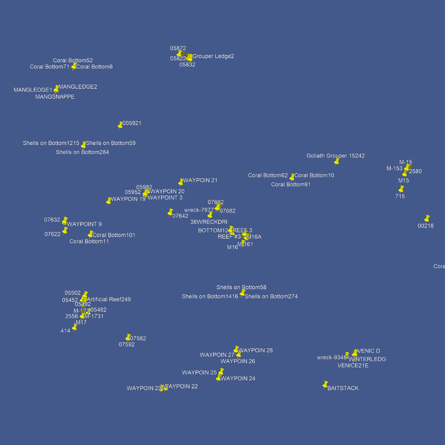 Venice. Florida Fishing Spots - Nearshore Numbers