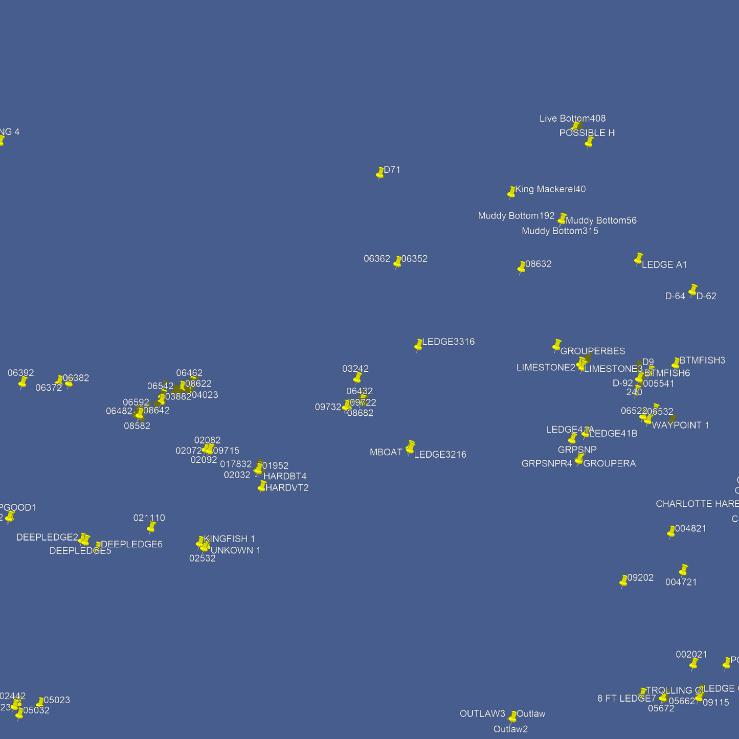 Venice & Pt Charlotte Offshore Fishing Spots - Numbers