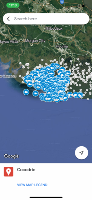 Cocodrie Dulac Dularge Hot Spots Fishing Map